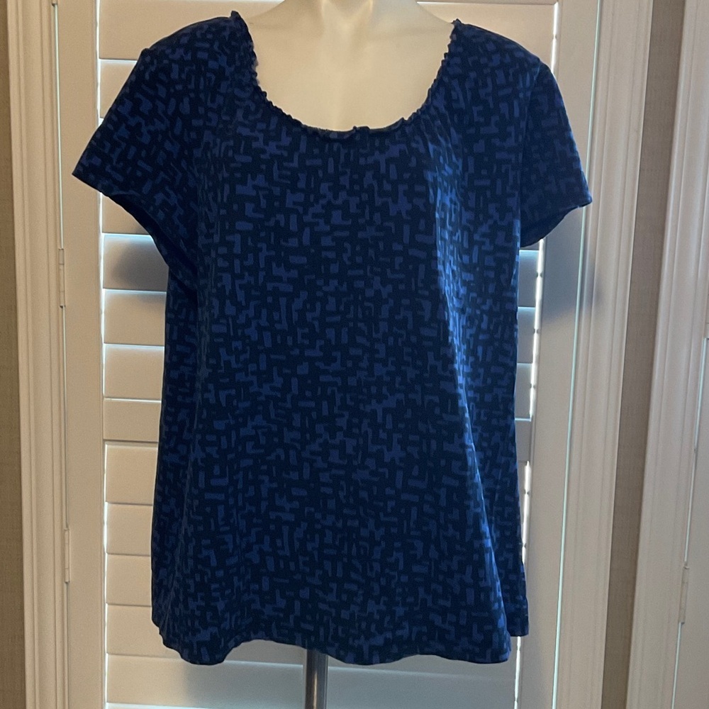 Merona Navy Geometric Short Sleeve Top